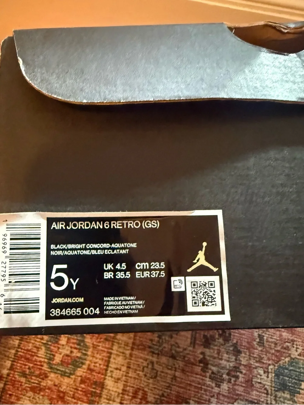 Air Jordan 6 Retro Aqua GS 5Y – Like New + Original Box
